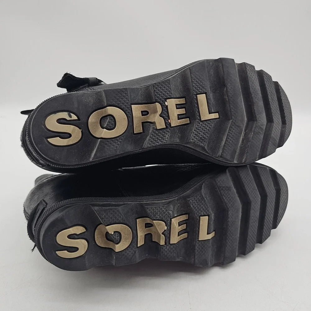 SOREL Leather Wedge Womens Size 8 Joan of Arctic Waterproof II Buckle Boot Black